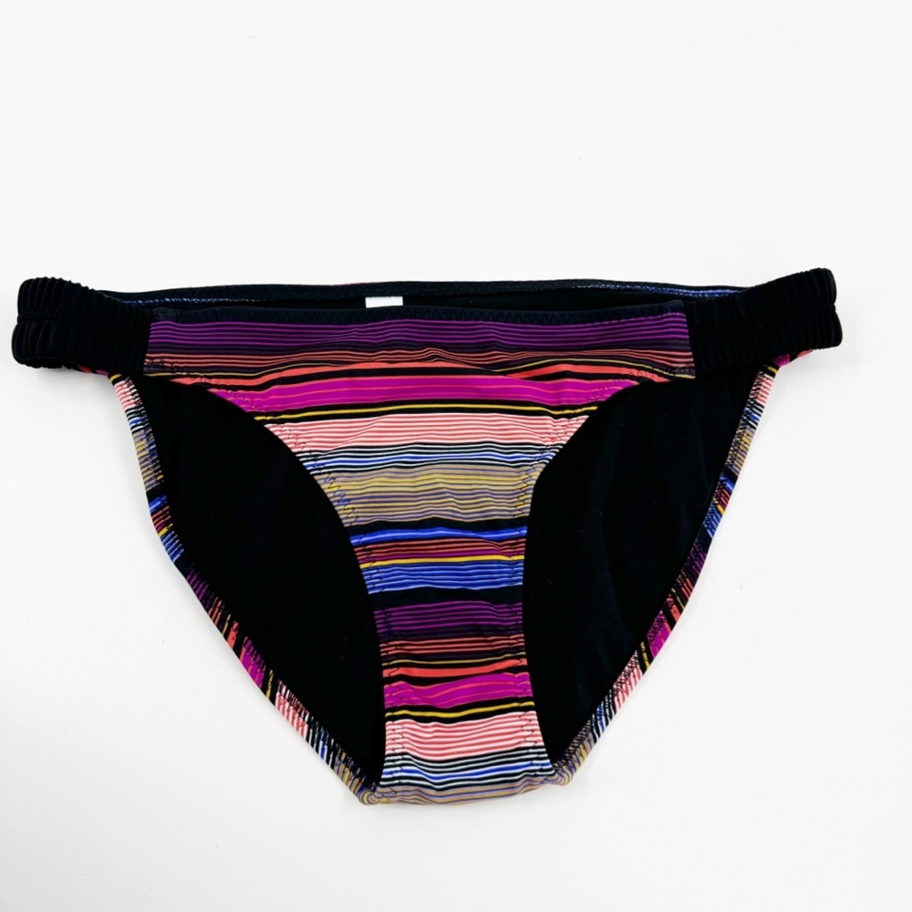 ✅ Athleta Large Capri Stripe Side Smocked Bikini Bottom Swimwear #594109